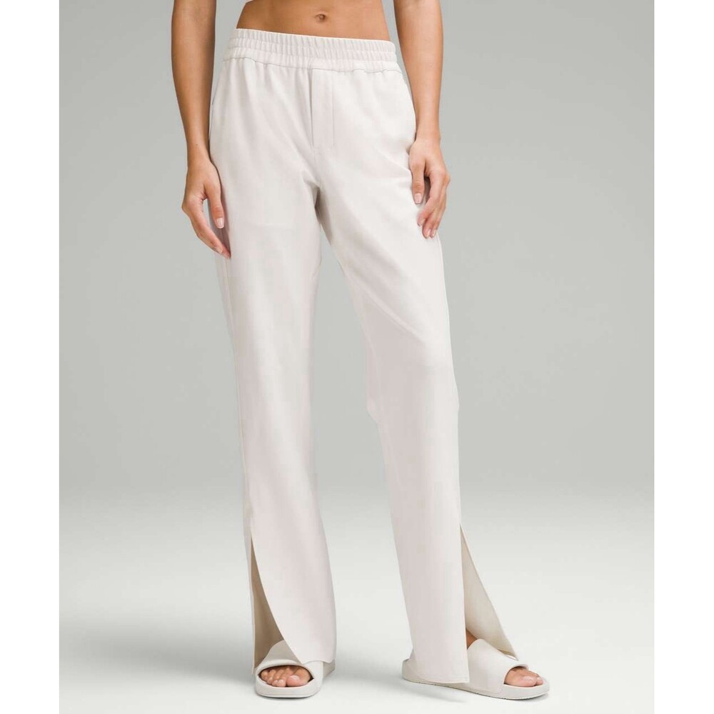 Lululemon lab Stretch Women Cupro Slit Flare Pants Size 8 White Opal w/ Pockets